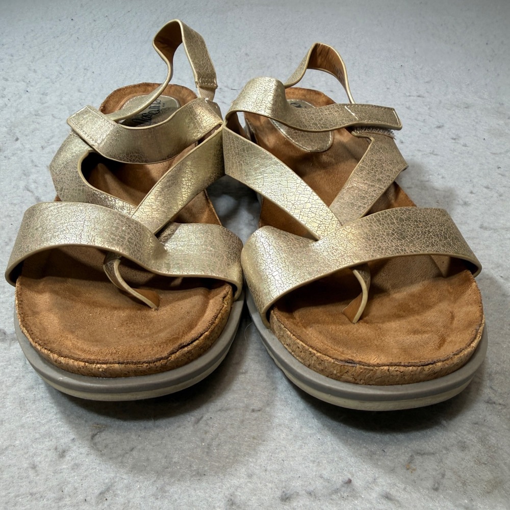 EuroSoft Sandals Women Gold Strappy Metallic Comfort Adjustable Hook Loop 0204